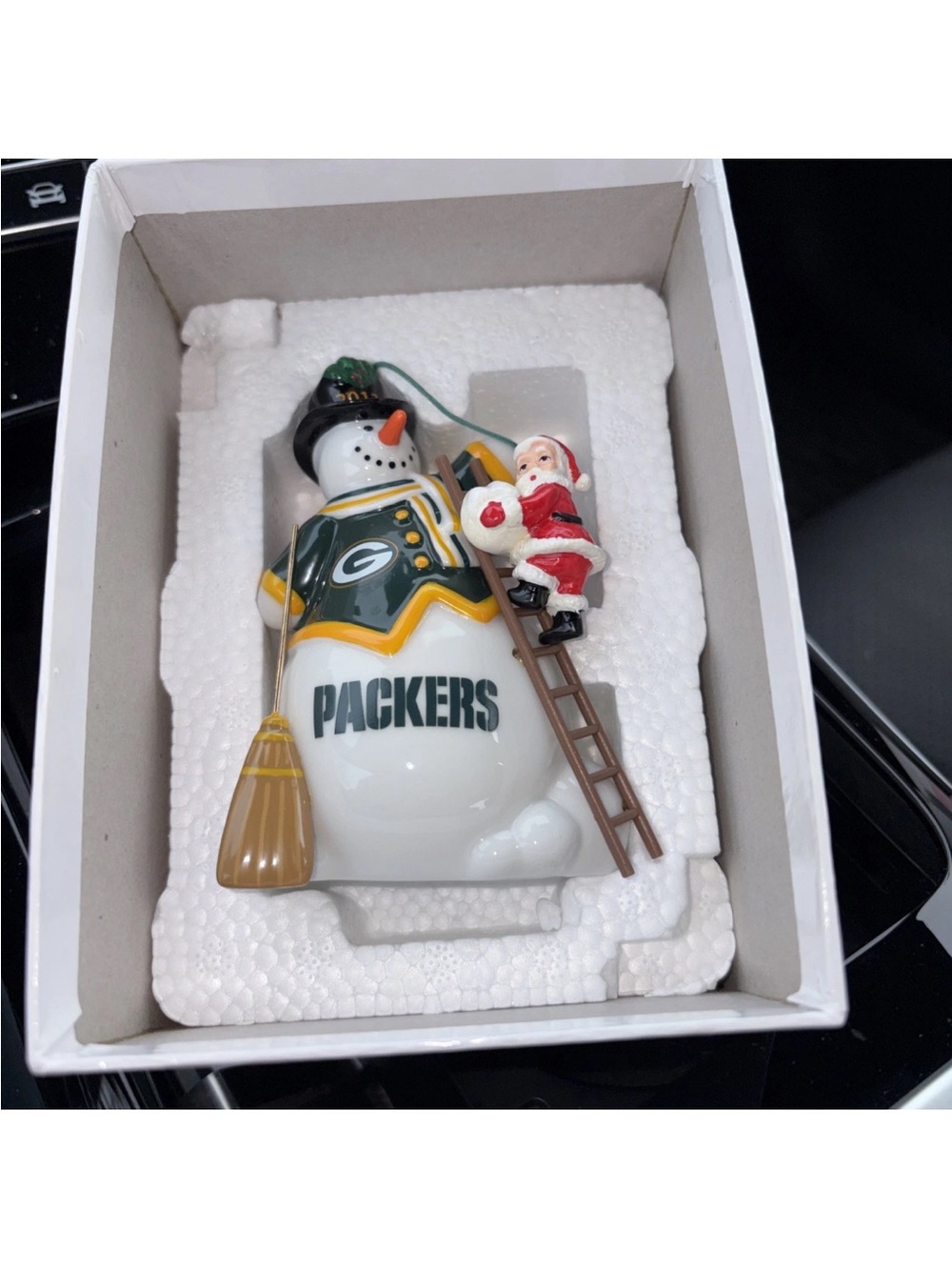 Green Bay Packers Snowman & Santa Holiday Ornament - Green/Gold/White